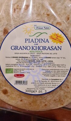Piadina con grano khorasan front packaging