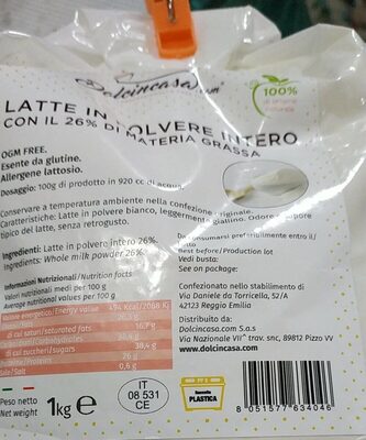 Latte in polvere intero