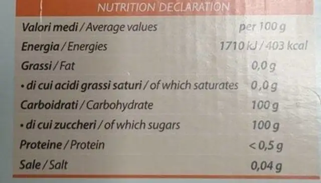 CAPSULA CAMOMILLA nutrition facts table