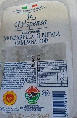 Mozzarella di bufala campana dop front packaging
