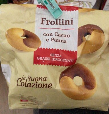 Frollini con cacao e panna front packaging