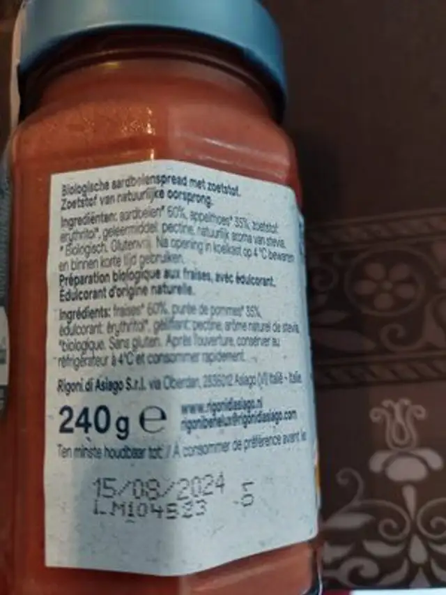 Natu bio ingredients label