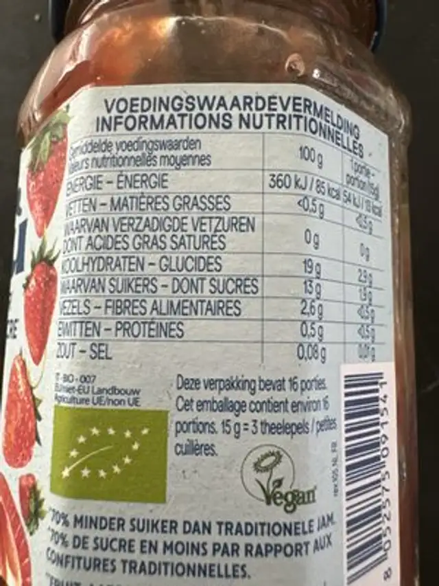 Natu bio nutrition facts table