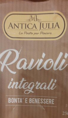 Ravioli integrali con ripieno di ceci front packaging