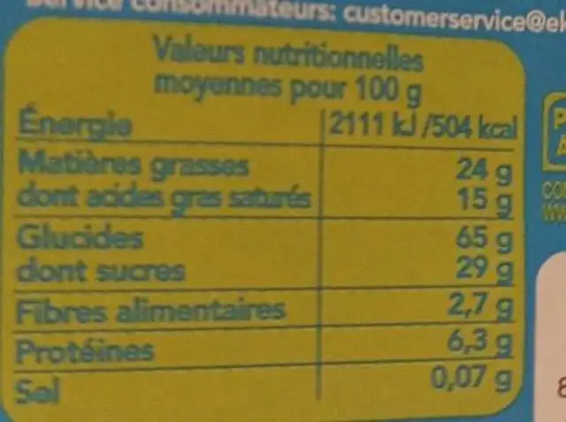 Galettes riz chocolat lait nutrition facts table