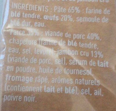 Cappelletti Jambon Cru ingredients label