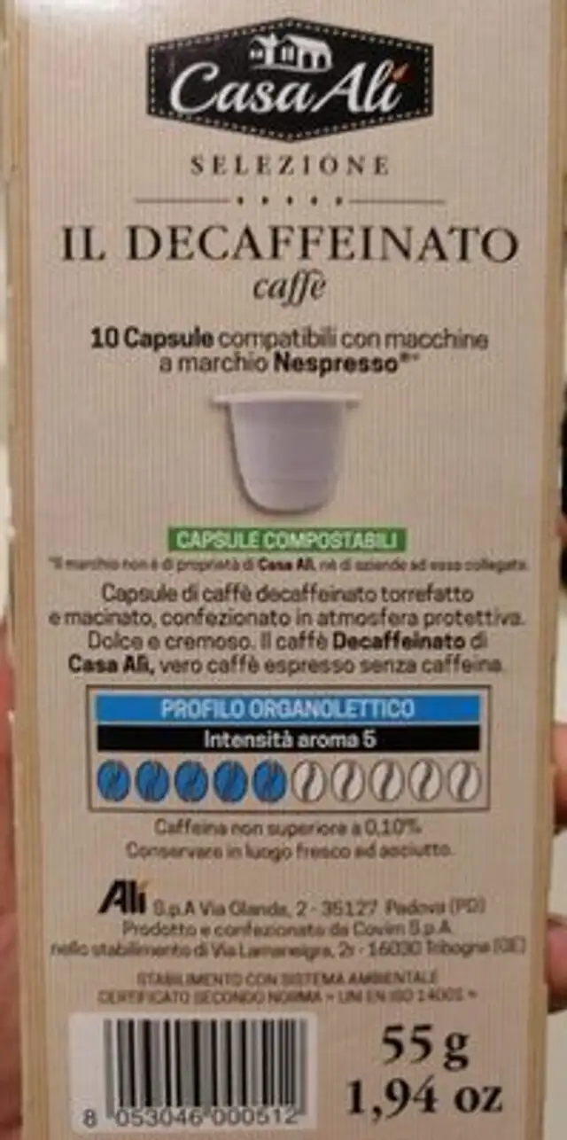 Il decaffeinato caffè nutrition facts table