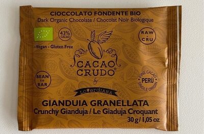 Cioccolato fondente bio gianduia granellata front packaging