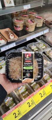Spaghetti di soia con verdure miste front packaging