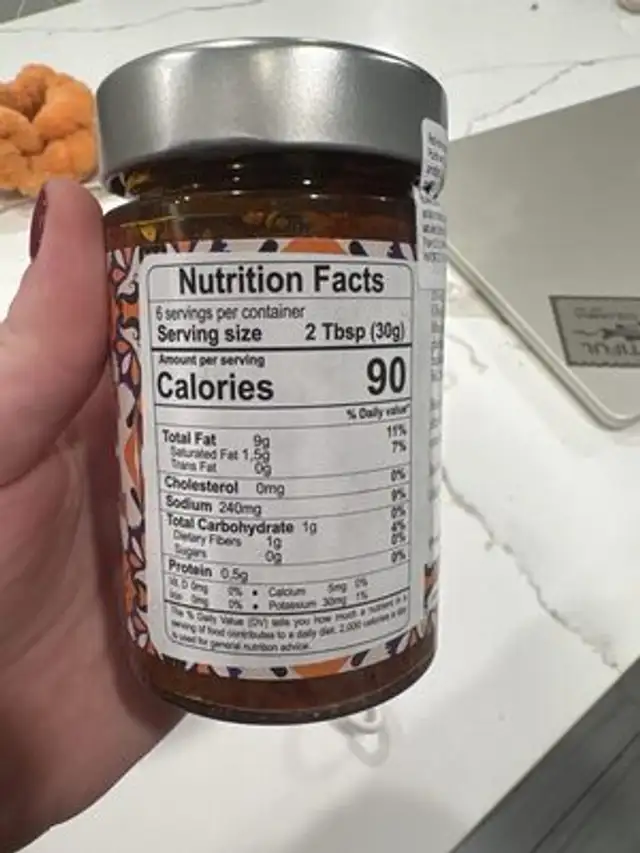 Tomato And Olive Pate nutrition facts table