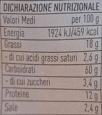 Tarallini nutrition facts table