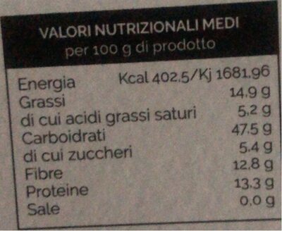 Porridge cacao fondente nutrition facts table