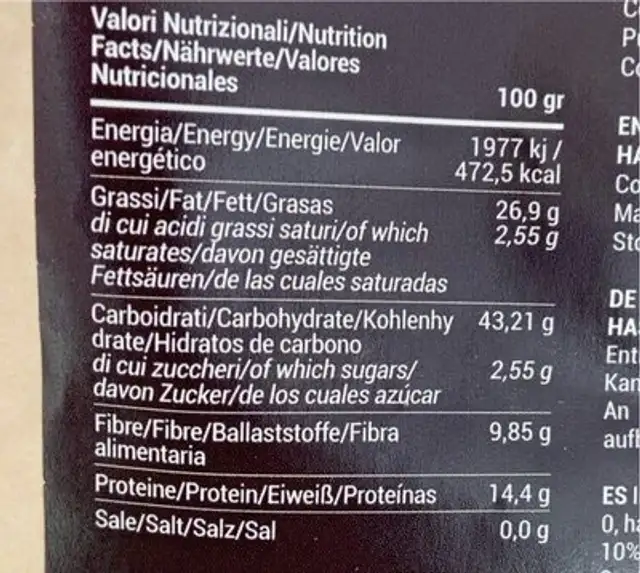 Vegan pacake mix nutrition facts table