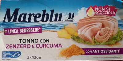 Tonno con zenzero e curcuma front packaging