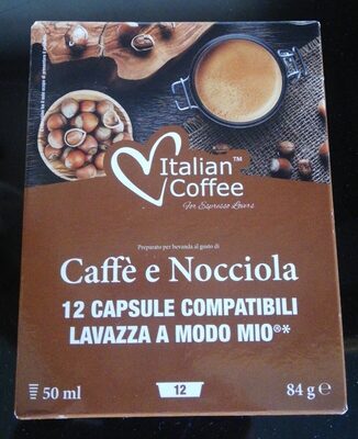Capsule per bevanda al gusto caffè e nocciola