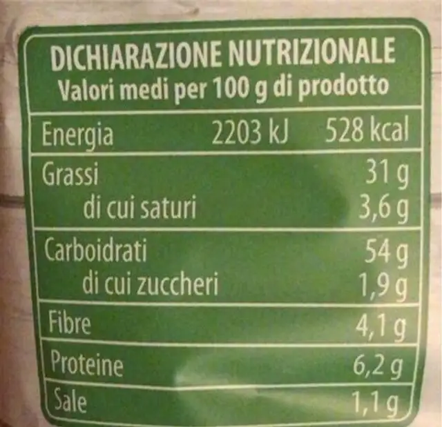 Patatine fritte gusto pepe nero e limone di sicilia nutrition facts table