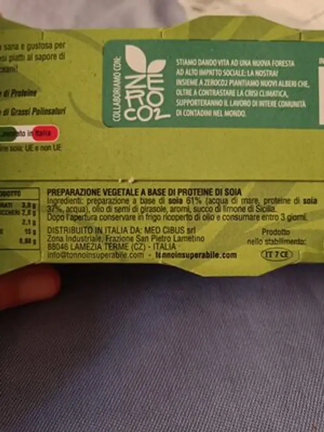 Trancetti Al Gusto Mare ingredients label