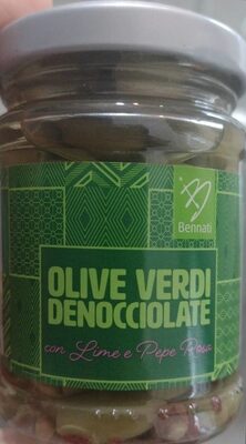 olive verdi denocciolate con lime e pepe rosa
