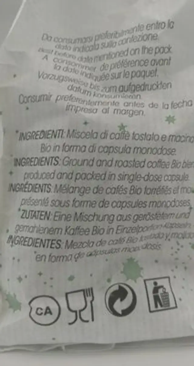 Terra Bio ingredients label
