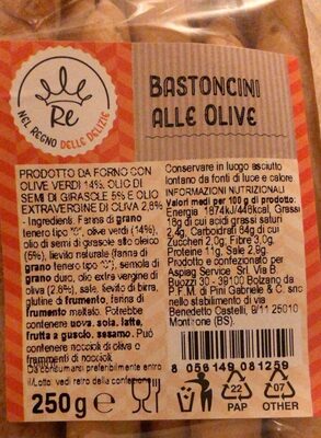 Bastoncini alle olive front packaging