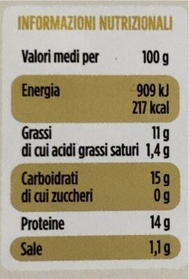 Bocconcini di pollo nutrition facts table