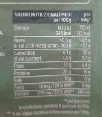 lenticchie verdi nutrition facts table