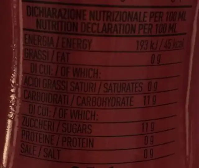 Pompelino fragola nutrition facts table