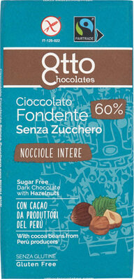 Cioccolato fondente senza zucchero nocciole intere