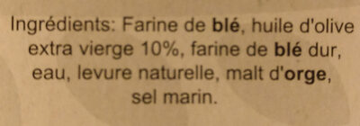 Pizza croquante ingredients label