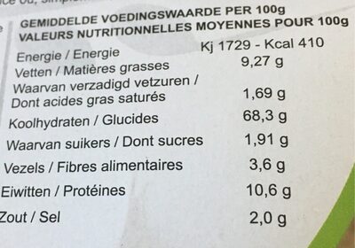 Pizza croquante nutrition facts table