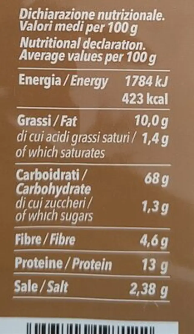 Cuscinetti croccanti sardi nutrition facts table
