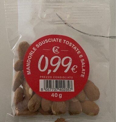 Mandorle sgusciate tostate e salate front packaging