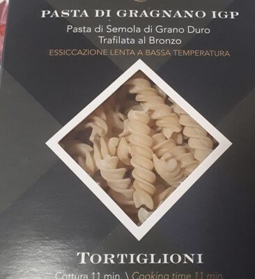 Pasta di grano igp di semola di grano duro tortiglioni front packaging
