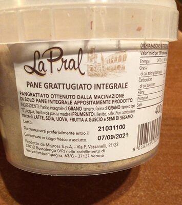 Pane grattuggiato integrale