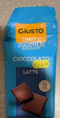 Giusto - Cioccolato senza zuccheri aggiunti front packaging