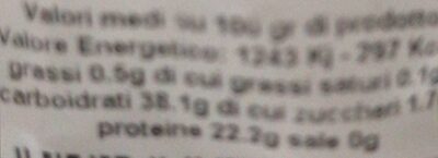 Lenticchie nutrition facts table