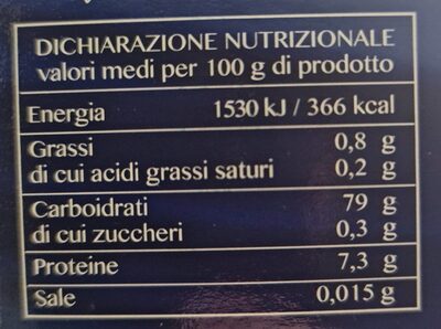 Riso parboiled nutrition facts table