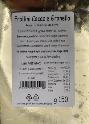 Frollini cacao e granella