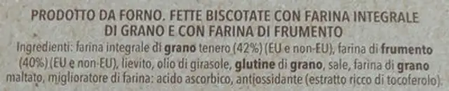 Fette biscottate ingredients label