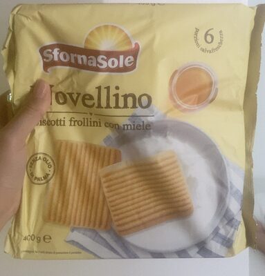 Biscotti frollini con miele front packaging