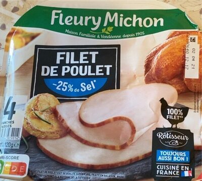 Filet de poulet -25% de sel front packaging