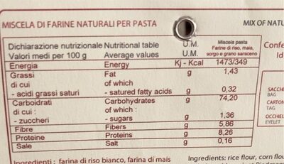 Miscela di farine naturali pasta