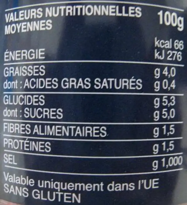 Barilla sauce tomates provencale 400g nutrition facts table