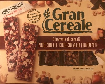 Barrette di cereali nocciole e cioccolato fondente