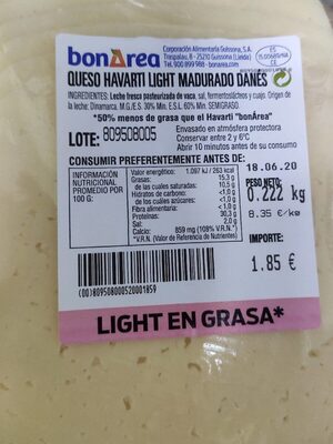 Queso havarti light madurado danes