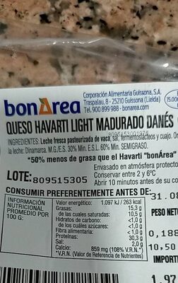 Queso havarti light madurado danés