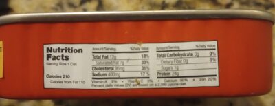 Sardines in Tomato Sauce nutrition facts table