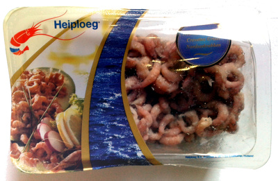 Crevettes grises cuites et décortiquées front packaging
