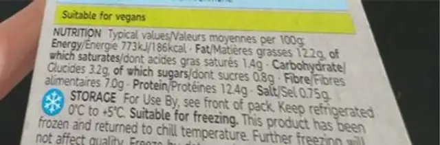 No beef meatballs nutrition facts table
