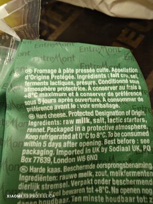 comté ingredients label